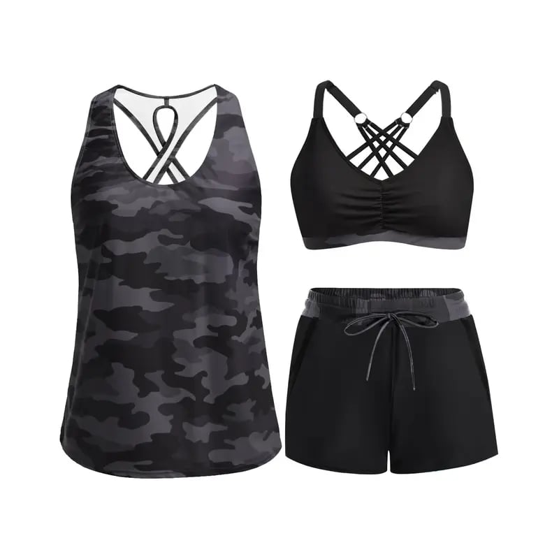 🏖️LAST DAY SALE 49% OFF 🔥Three Piece Tankini with Shorts🩱