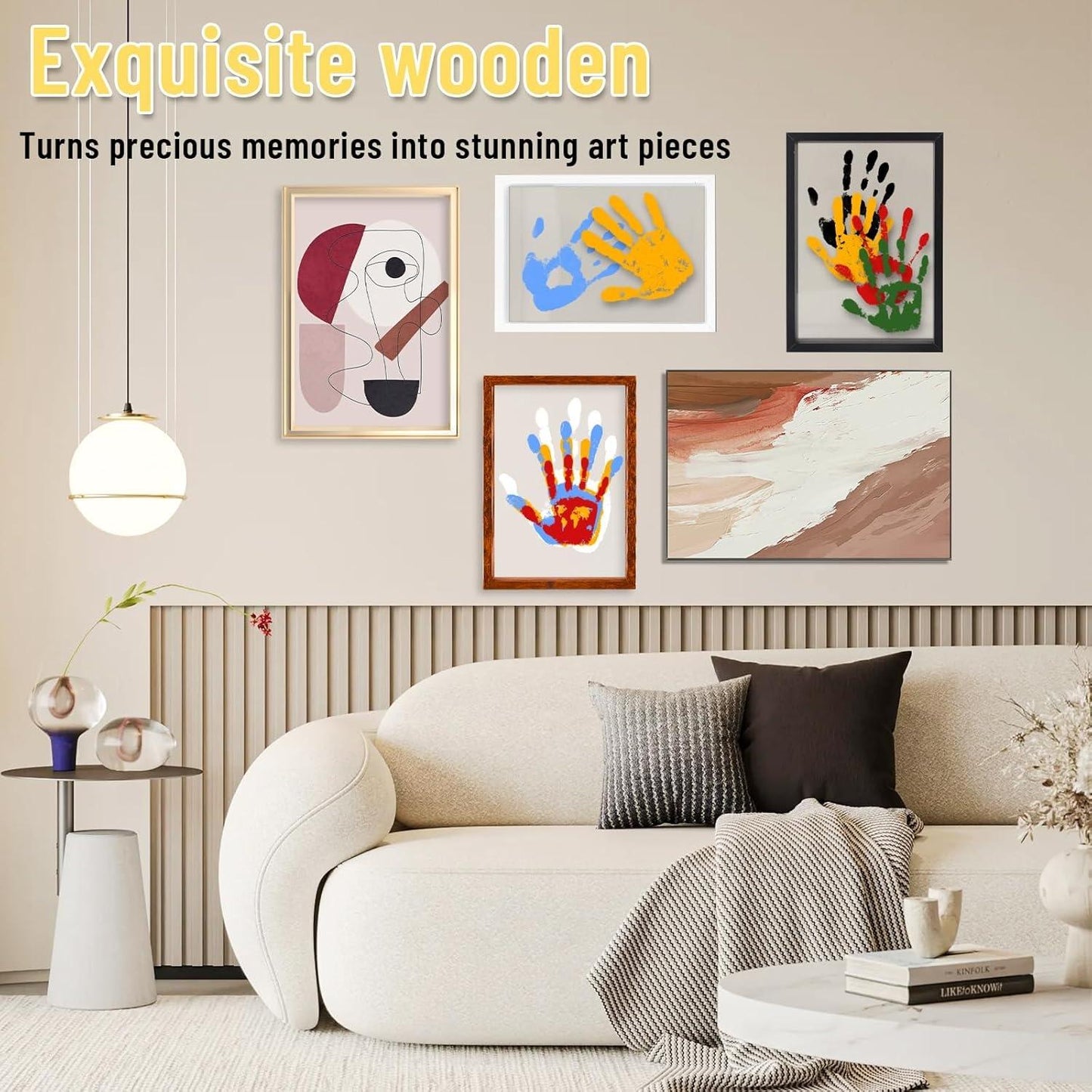 ❤️Wooden Transparent Handprint Frame Set, DIY Family Memorial Gift Kit