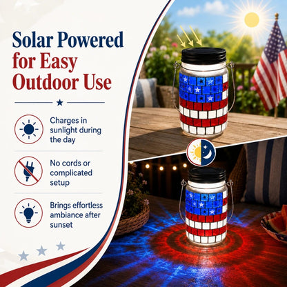 🔥4th of July Solar Patriotic Mason Jar Lantern