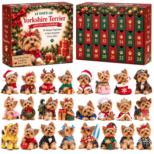 24 Days of Yorkshire Terrier – 24 Unique Yorkie Figurines | Christmas Collectible Gift Set