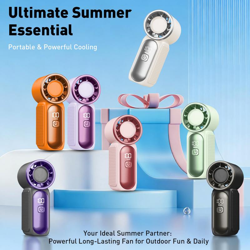💨Mini Handheld Fan with LED Display –👍5-Speed Turbo Pocket size Fan.✨USB Rechargeable, High-Speed Cooling for Travel & Makeup. Perfect  Gift.  Portable Refrigeration