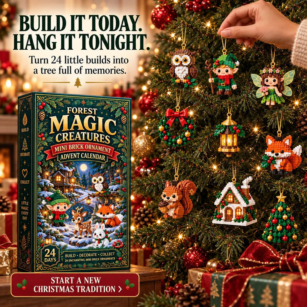 ⏳ Last day to save 49% – 🎄 24-Day Forest Magic Creatures Brick Ornament Advent Calendar