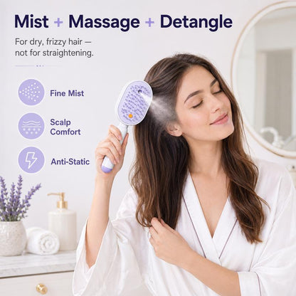 💖Scalp Massager Comb💆‍♀️ – Self-Cleaning 🧼, Tangle-Free ✂️ & Frizz-Control Hair Brush with Soothing Mist Spray 💨✨ | Perfect for Dry, Brittle Hair 💧🌟