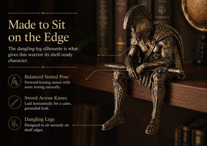 ⚔️ Ancient Greek Warrior Shelf Sitter – Unique Bookshelf Decor
