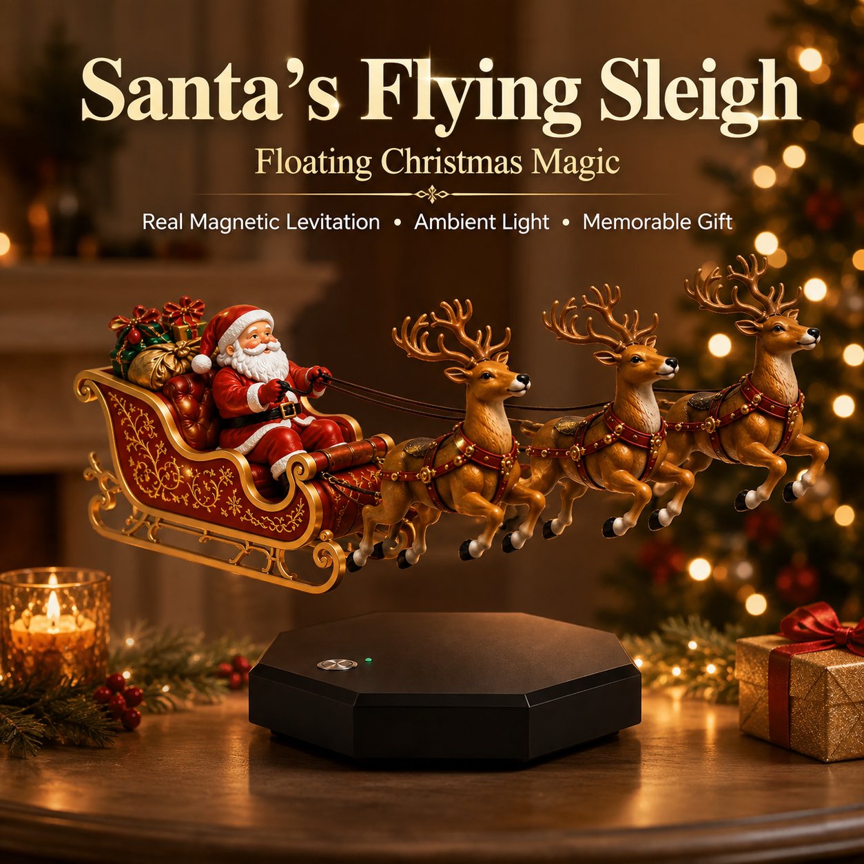 🎅✨ Santa Floats! — Magnetic Levitation Flying Sleigh
