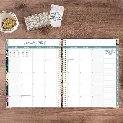 2026 Hard Cover Planner, 8.5" x 11", Blooming Wildly