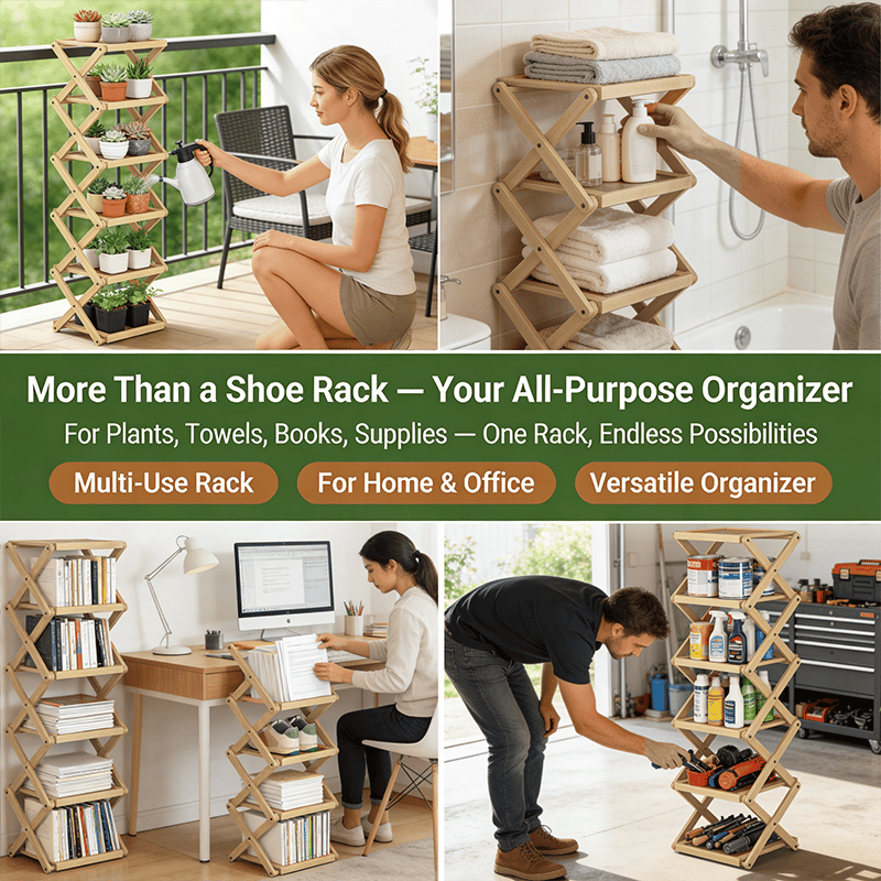 The 9-Tier No-Assembly Bamboo Rack !🌿👟