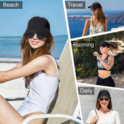 🔥2-Pack Women’s Open-Top Breathable UV-Protection High-Ponytail Sun Visor
