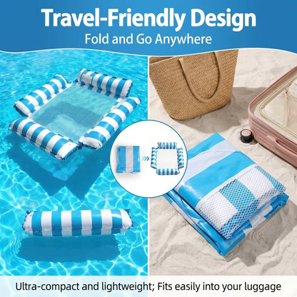 🛟(With air pump!!)🔥4-in-1 Inflatable Water Hammock – Pool Floating Lounge Chair & Swimming Bed