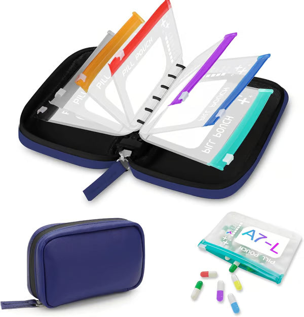 💊A8 Waterproof Pill Pouch Set – 7 to 14 Days of Meds & Vitamins💧Waterproof & Crush-Resistant Shell