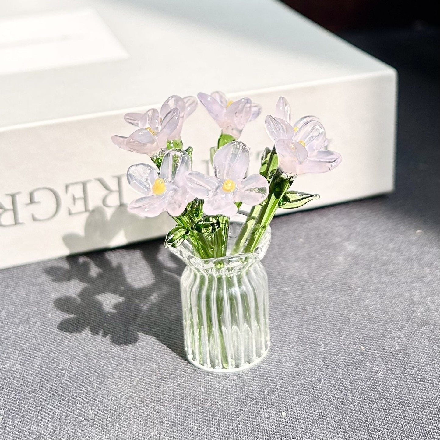 🌸Mini Glass Flower Ornament Crafts Artificial Flower Floral Figurine