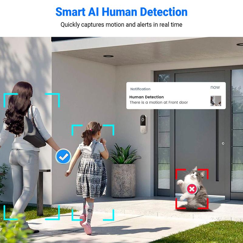 Wireless Doorbell Camera, Smart WiFi Video Doorbell