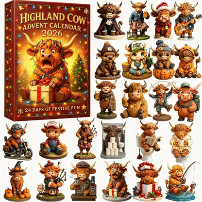 🏆Limited Time Sale 49% OFF 🎄🐮Highland Cow Advent Calendar 2026 – 24-Day Christmas Countdown with Cute Highland Cow Figurines