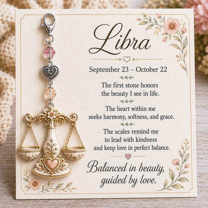 12 Zodiac Birthstone Charm Keepsake Card | Astrology Birthday Gift for Her