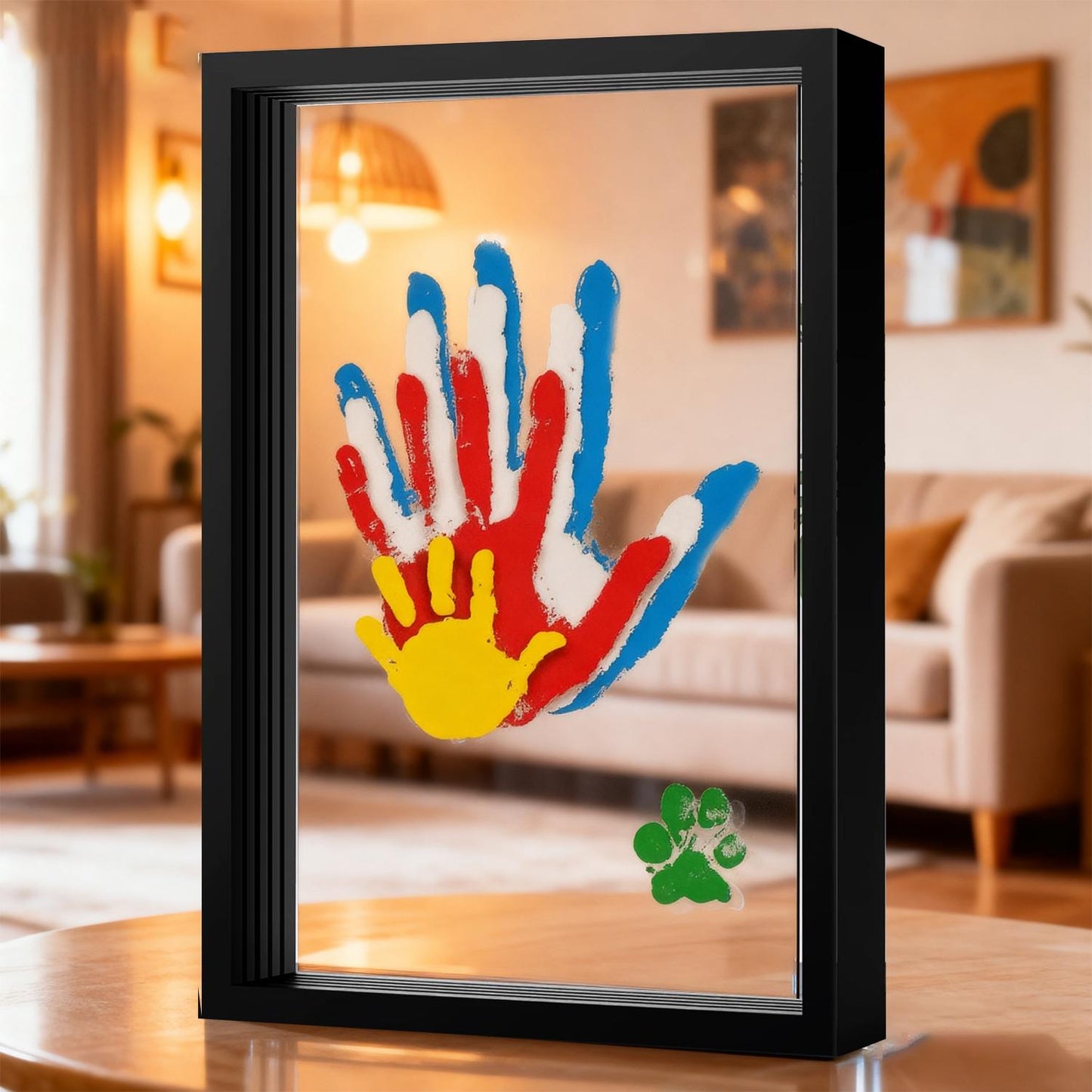 ❤️Wooden Transparent Handprint Frame Set, DIY Family Memorial Gift Kit