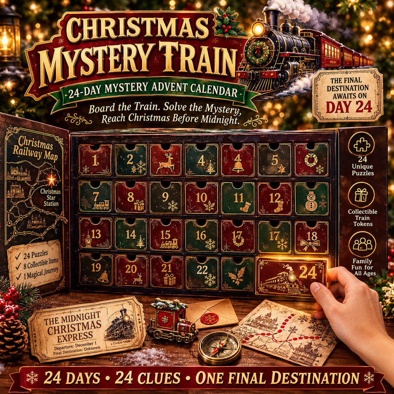 ⏳ Last Day 49% OFF – 24-Day Mystery Adventure Advent Calendar Collection | 24 Clues, Hands-On Puzzles & One Final Reveal