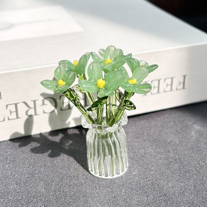 🌸Mini Glass Flower Ornament Crafts Artificial Flower Floral Figurine