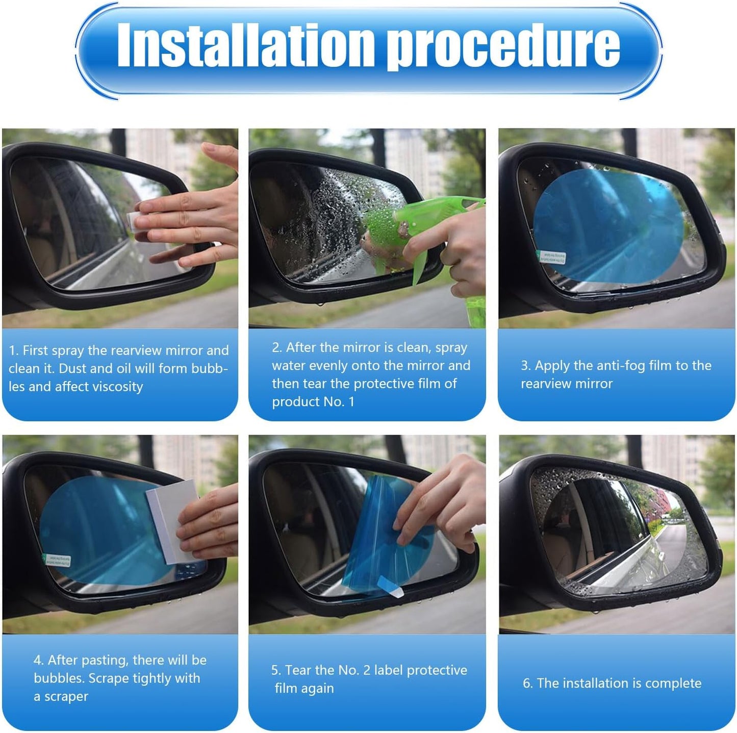 Anti-Rain Rearview Mirror Film 🌧️ Drive Safely in Any Weather ✈Fast Shipping Worldwide