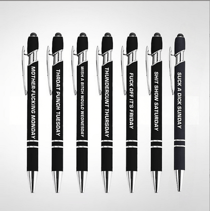 💝Funny Stress-Relief Daily Quotes Metal Ballpoint Pen Set (7 Pcs) | 🎁Office Christmas Gift Exchange