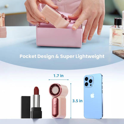 💨Mini Handheld Fan with LED Display –👍5-Speed Turbo Pocket size Fan.✨USB Rechargeable, High-Speed Cooling for Travel & Makeup. Perfect  Gift.  Portable Refrigeration