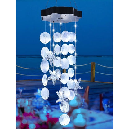 🌈 ✨ Solar-Powered Seashell Wind Chime Light