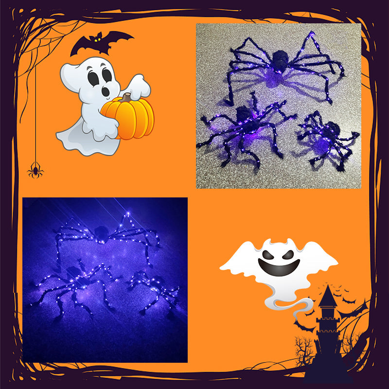 🎃LIMITED-TIME 50% OFF! ⏰Halloween Black Spider Decoration with Light🕷️