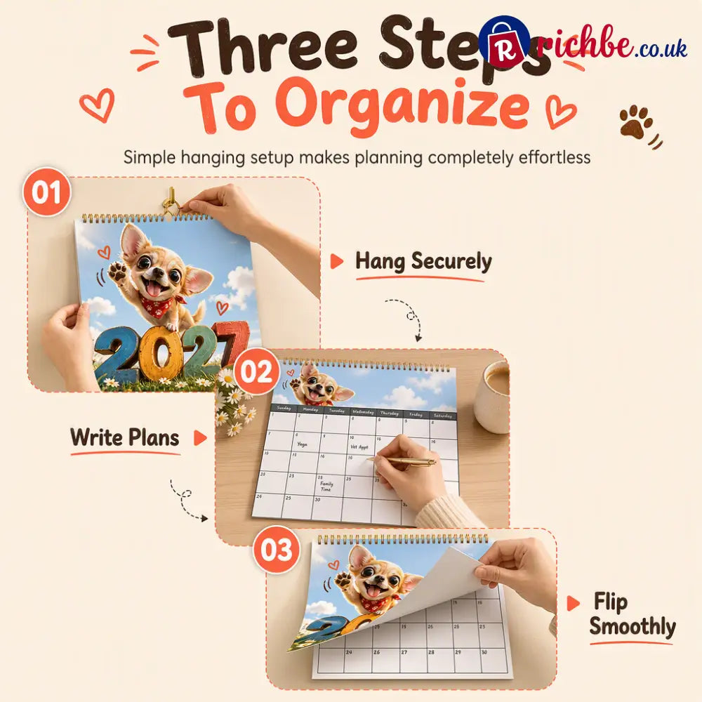 🎄🎁Christmas Sale 🐕Chihuahua 12 Month Wall Calendar - Housewares & Kitchen