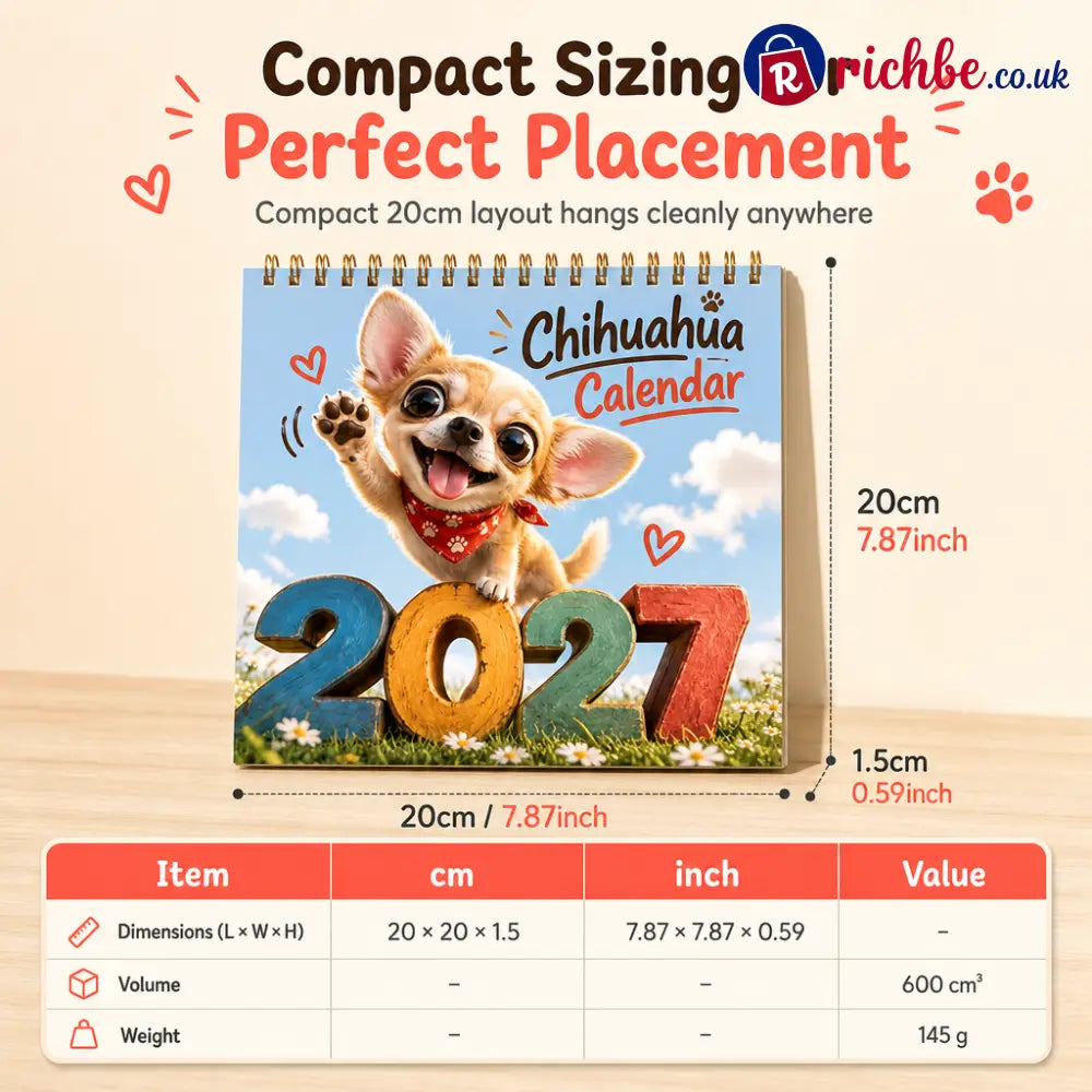 🎄🎁Christmas Sale 🐕Chihuahua 12 Month Wall Calendar - Housewares & Kitchen