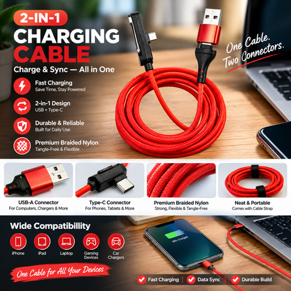 📱 2-in-1 Fast Charging Cable with Phone Stand – Charge & Watch Hands-Free ⚡