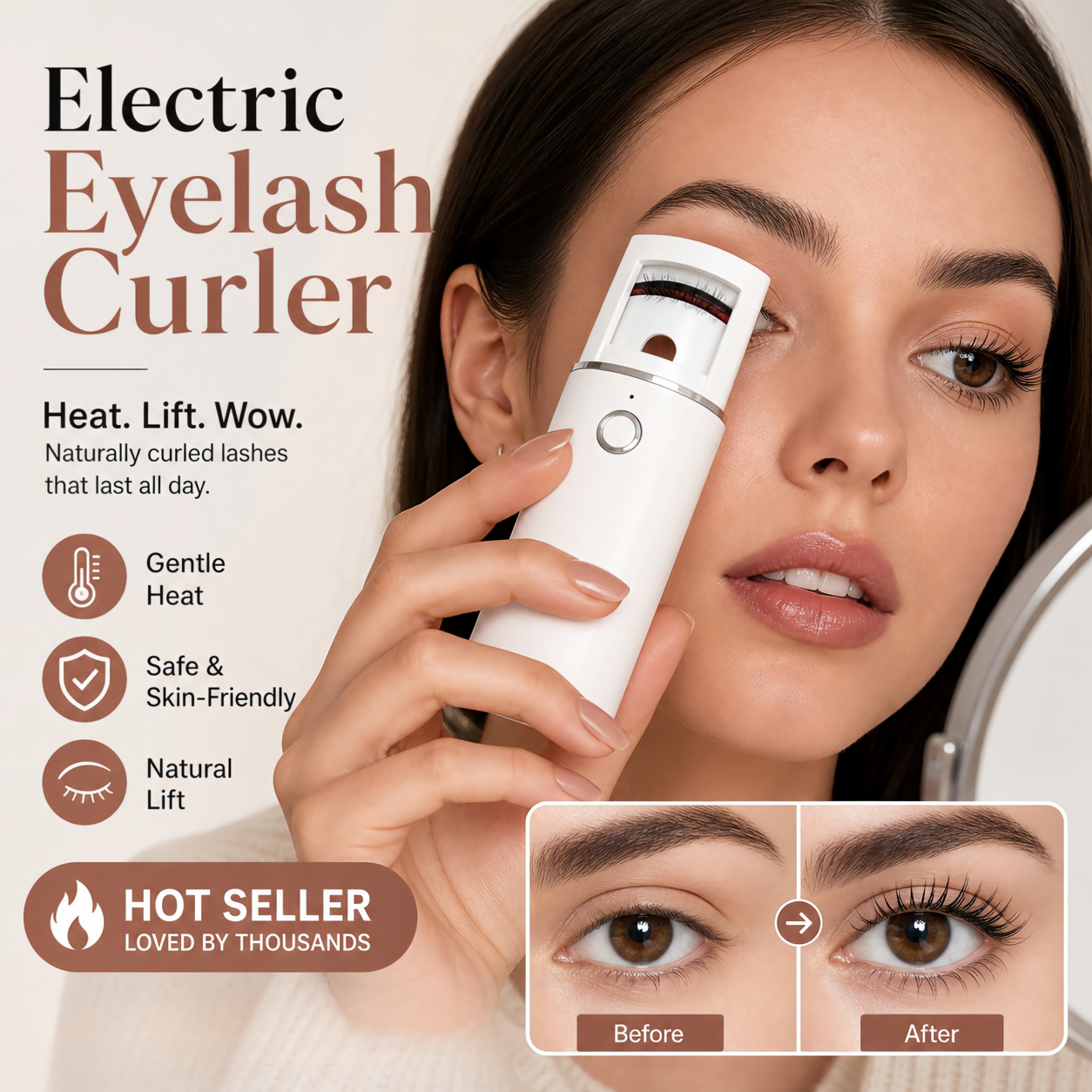 🔥Surprise 40% Off！👩🏻‍🏭Get gorgeous eyelashes back！✨️Rechargeable Electric Heated Eyelash Curler