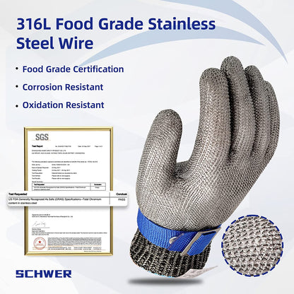 📢📢45% OFF !! ⏰Food Grade Metal Mesh Glove – Cut Resistant, ANSI A9, Easy Clean 🍖