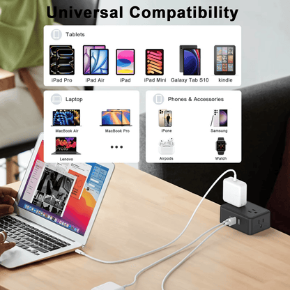 Clamp-On Power Strip ⚡ – 10 Ports, 20W Fast Charge, Zero Desk Clutter