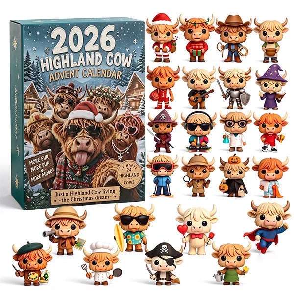 🏆Limited Time Sale 49% OFF 🎄🐮Highland Cow Advent Calendar 2026 – 24-Day Christmas Countdown with Cute Highland Cow Figurines