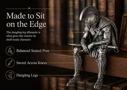 ⚔️ Ancient Greek Warrior Shelf Sitter – Unique Bookshelf Decor