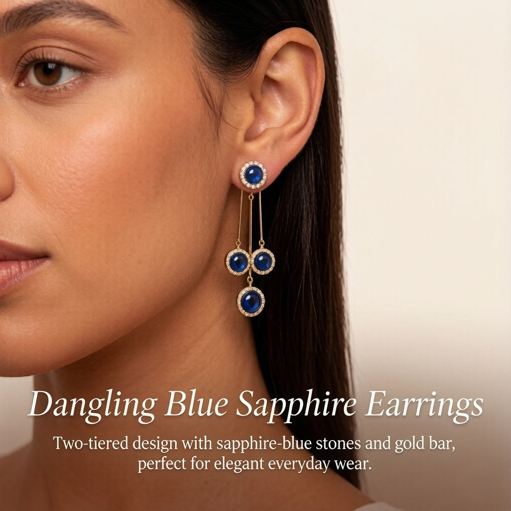🪄Elegant Blue Zircon Diamond Tassel Earrings