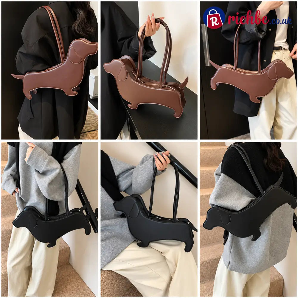 🐶 Dachshund-Shaped Crossbody Bag – Cute PU Dog Purs