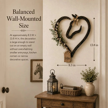 🏠 ✨Rustic Horse Heart Wall Decor with Greenery – Farmhouse Equestrian Home Accent