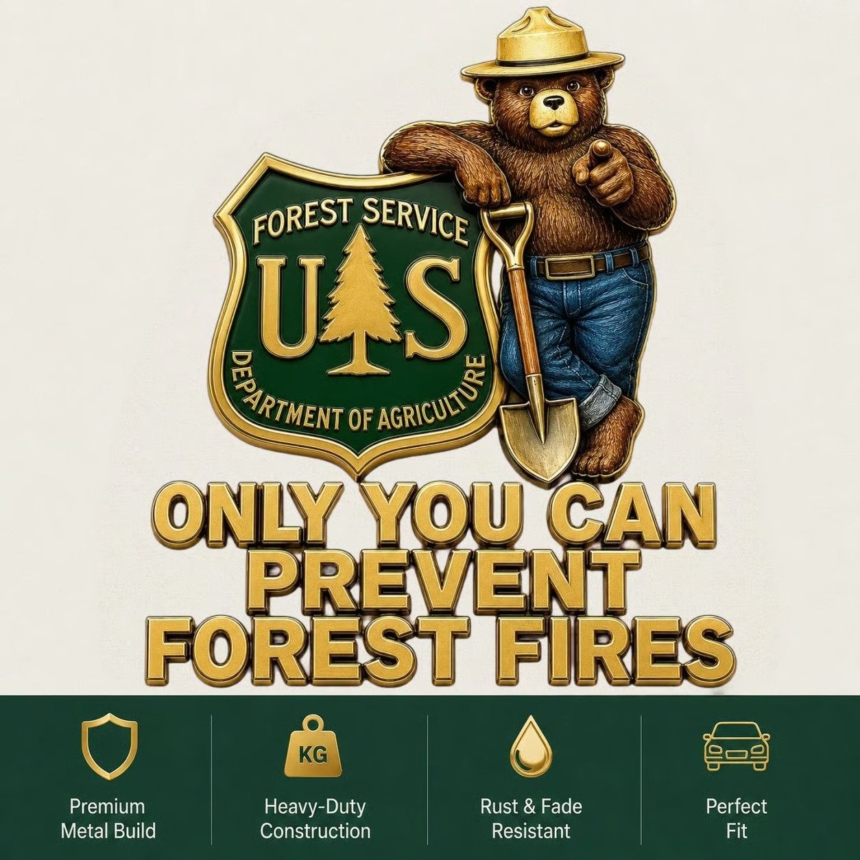 Last Day Promo: 49% OFF - 🐻Only You Can Prevent Wildfires Car Emblem Metal Badge🌲