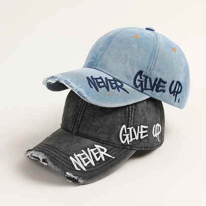 “NEVER GIVE UP” Embroidered Cap
