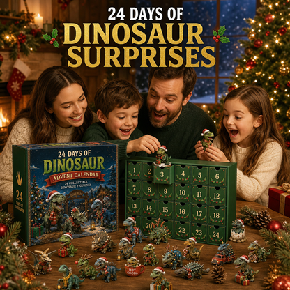 🦖24 Days of Dinosaur Christmas Advent Calendar – 24 Collectible Dino Figurines & Holiday Surprises