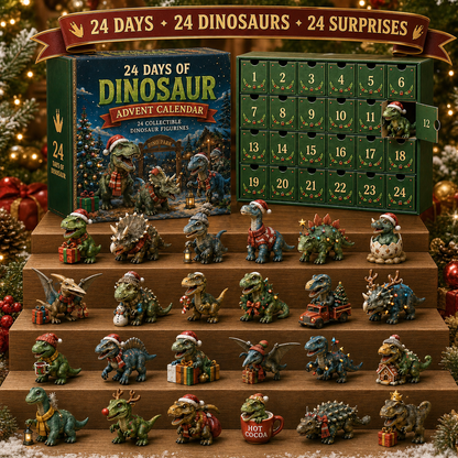 🦖24 Days of Dinosaur Christmas Advent Calendar – 24 Collectible Dino Figurines & Holiday Surprises