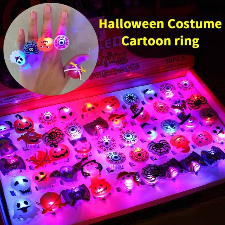 🔥🎃Spooky Season Hot Sale 50% OFF:£10.99‼️✨LED Light Halloween Glowing Ring 💍| Flashing Light‑Up Party Favor for Halloween Night👻