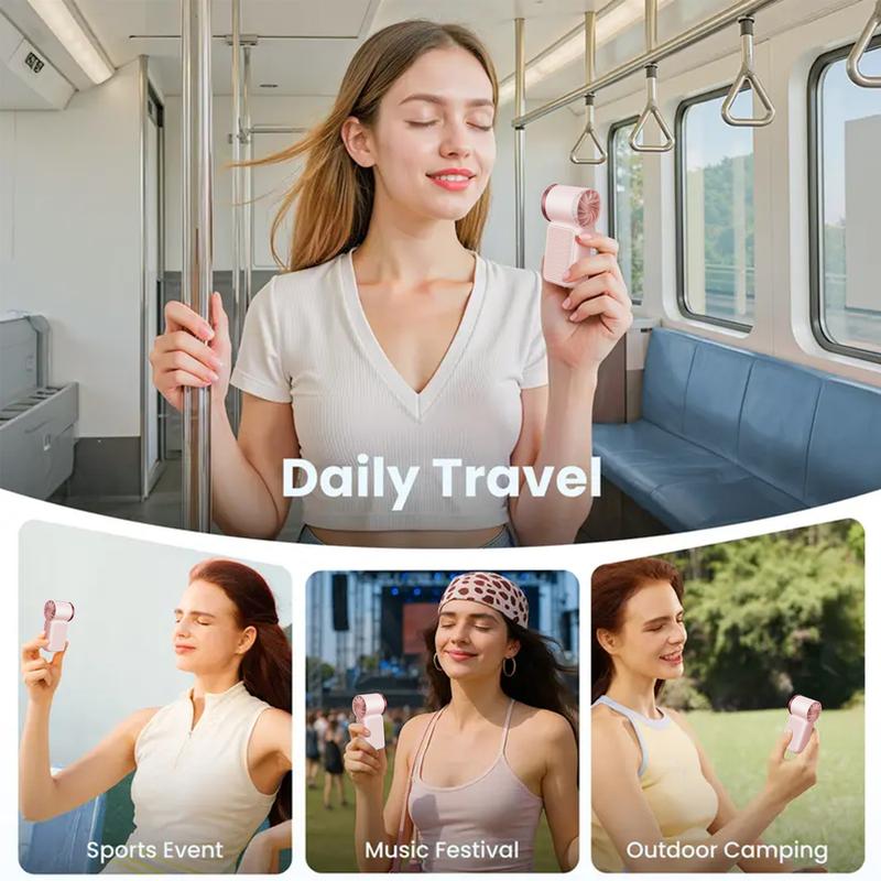 💨Mini Handheld Fan with LED Display –👍5-Speed Turbo Pocket size Fan.✨USB Rechargeable, High-Speed Cooling for Travel & Makeup. Perfect  Gift.  Portable Refrigeration