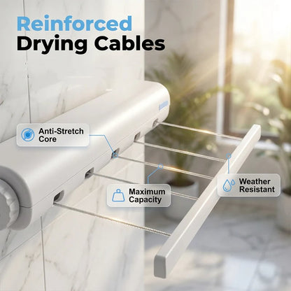 🔥Retractable Multi‑Line Clothesline Dryer｜Wall‑Mounted Space‑Saving Drying Line for Indoor & Outdoor Use