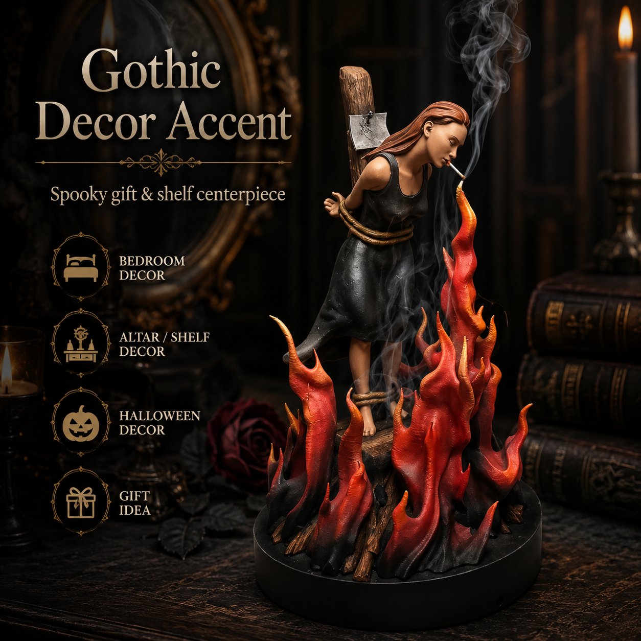 🔥Witch Burn Sculpture Backflow Incense Burner | Gothic Art Incense Holder