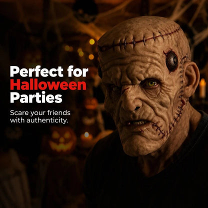 ⭐👹 Stitched Monster Full-Head Silicone Horror Mask | Costume Piece
