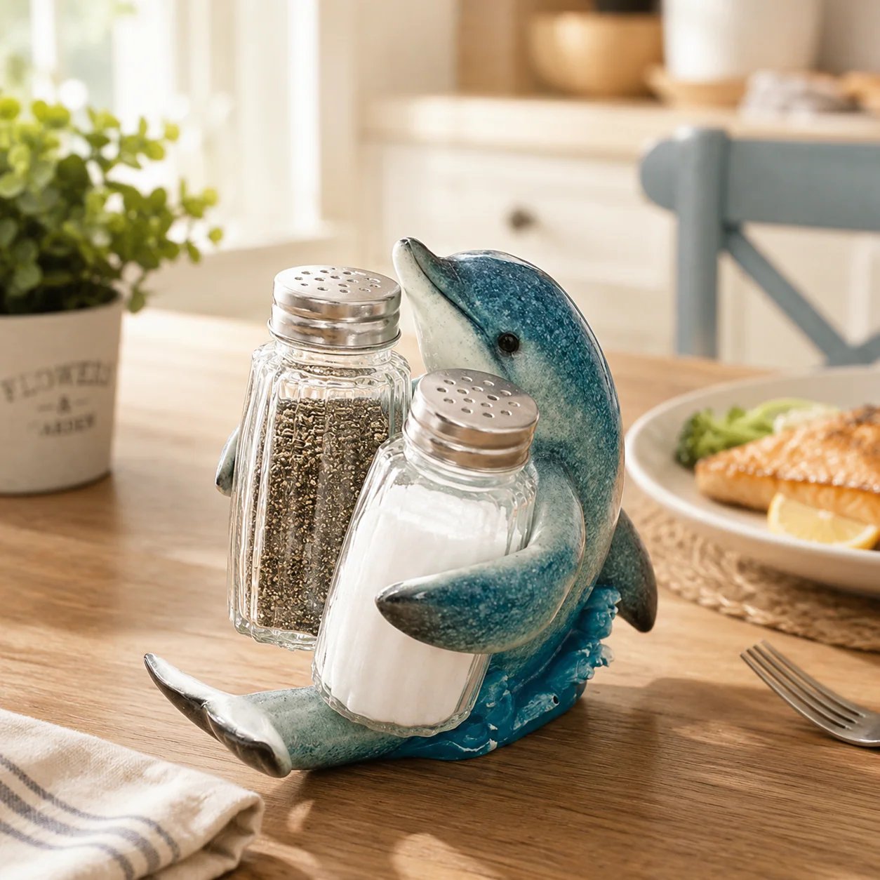 🤣Coastal Animal Salt & Pepper Shaker Holder Set