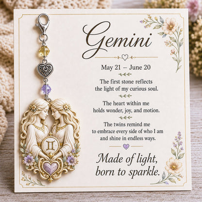 12 Zodiac Birthstone Charm Keepsake Card | Astrology Birthday Gift for Her
