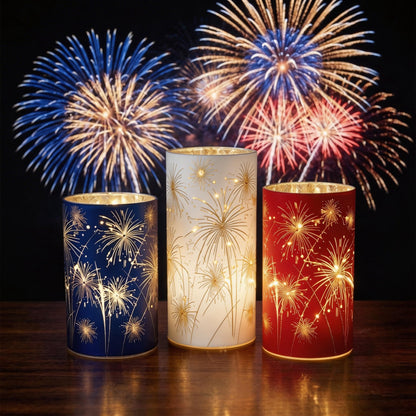 🎇Celebration Firework Lanterns – Premium Patriotic Red, White & Blue Trio