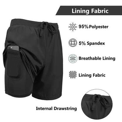 Men's 2 in 1 Quick Dry Gym Running Shorts With Liner